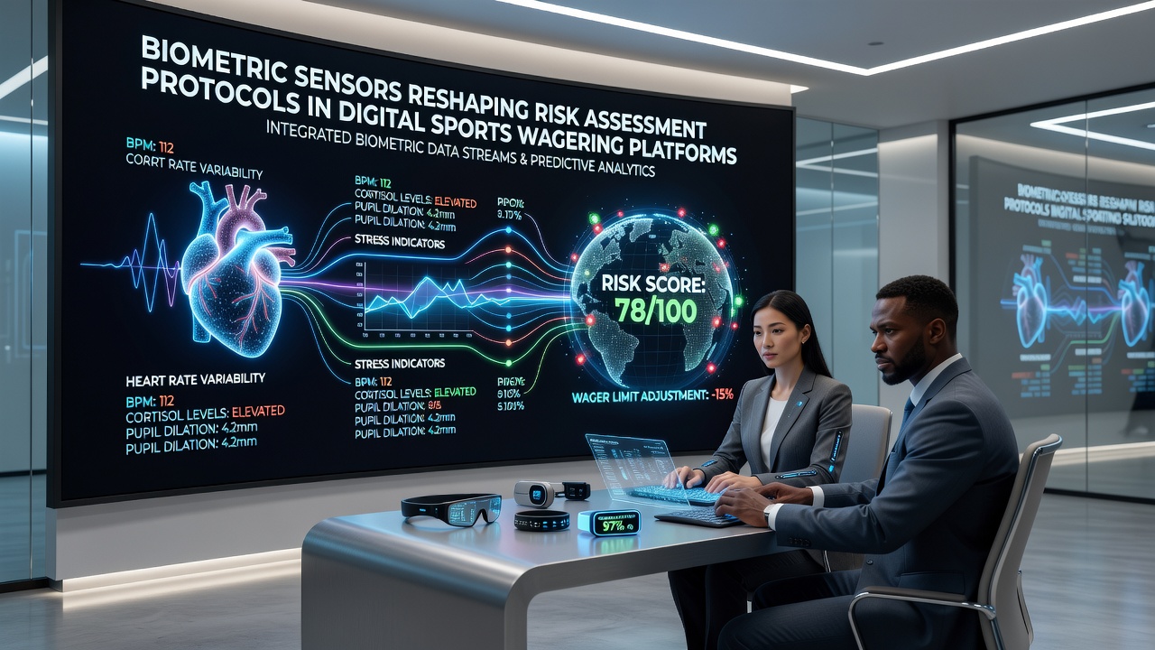Dashboard view of biometric risk assessment metrics on a sports betting platform