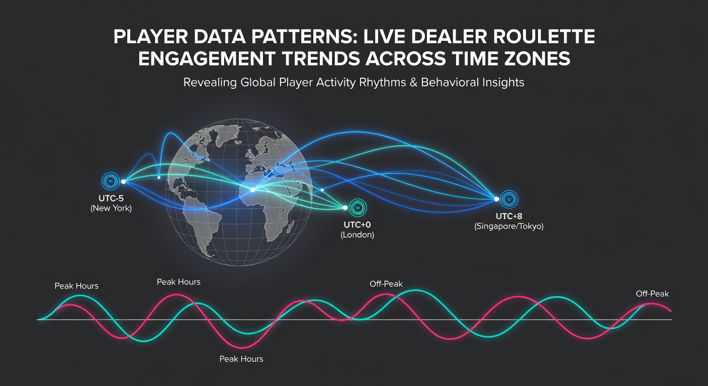 Heatmap illustrating live roulette player activity distributed over 24-hour global time zones